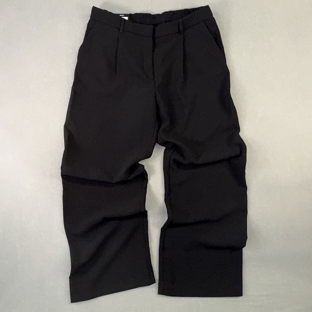 Women's DKNY Stretch Waist‎ Loose Leg Office Wear Pants Black Size 12 NWT
